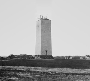 The Washingon Monument in 1860, photographed by Matthew Brady