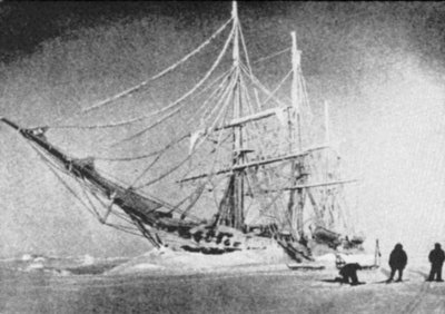 The Belgica, a Belgium research ship, the first to winter over in the Arctic.