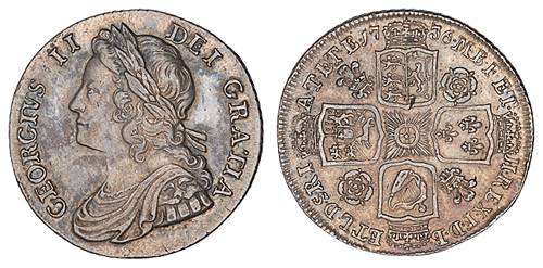 1736 Shilling. From http://www.coins-of-the-uk.co.uk/pics/onesh.html