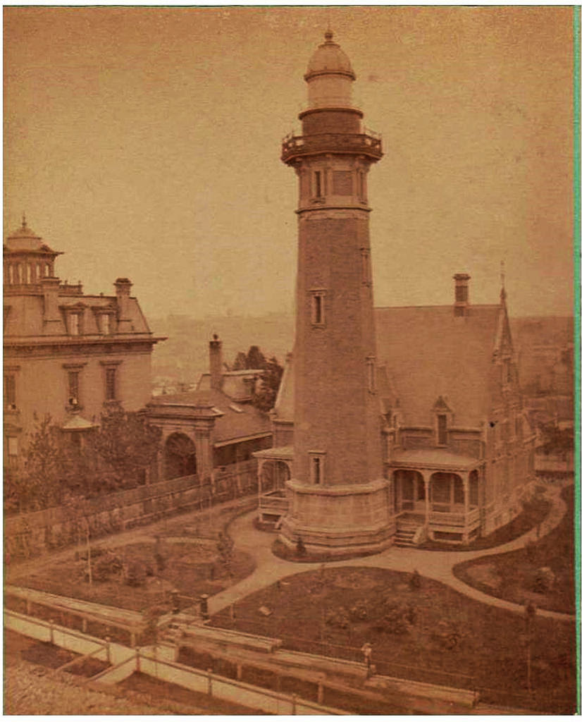 This shows the three sections of the Gordon mansion, as well as the lighthouse. Photo credit: Michael Forand. http://www.ipernity.com/doc/326571/31521933/in/album/637935