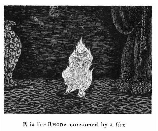"Rhoda" from The Gashlycrumb Tinies, by Edward Gorey
