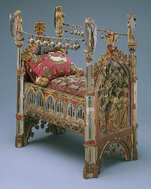 A 15th-century crib for an image of the Infant Jesus, from the Metropolitan Museum of Art.