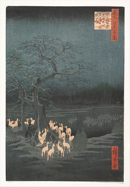 Foxes gather on New Year's Eve at Oji, Hiroshige, c. 1857.