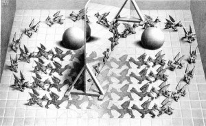"Magic Mirror" by Official M.C. Escher website.. Licensed under Fair use via Wikipedia - http://en.wikipedia.org/wiki/File:Magic_Mirror.jpg#mediaviewer/File:Magic_Mirror.jpg