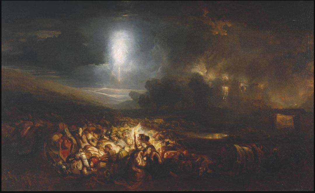 A Clairvoyant Vision of the Battle of Waterloo The Field of Waterloo, J.M.W. Turner, 1818, Tate, Britain. Thanks to the Two Nerdy History Girls for sharing. http://twonerdyhistorygirls.blogspot.com/2015/06/aftermath-turners-field-of-waterloo-1818.html