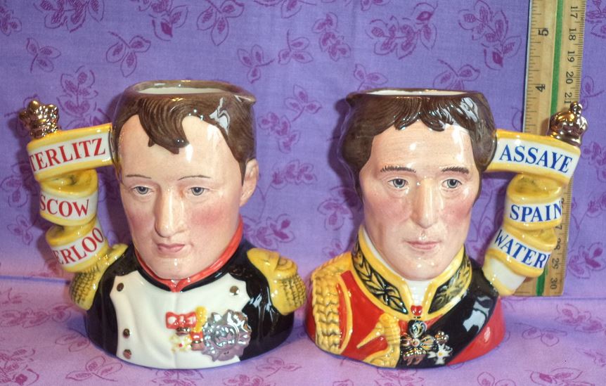 Refighting the Battle of Waterloo Royal Doulton Napoleon and Wellington character mugs. http://www.ebay.com/itm/Royal-Doulton-Napoleon-Bonaparte-Wellington-Character-Jug-Set-Limited-Edition-/371266888232?pt=LH_DefaultDomain_0&hash=item56713b2228