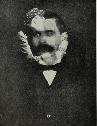 "Spirit Photograph" of an affectionate ghost. 1890