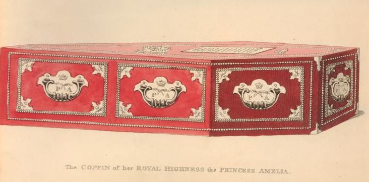 The Coffin of HRH Princess Amelia, showing the beautiful coffin furniture, including a coffin plate. http://www.britishmuseum.org/research/collection_online/collection_object_details/collection_image_gallery.aspx?assetId=1612960923&objectId=3587418&partId=1